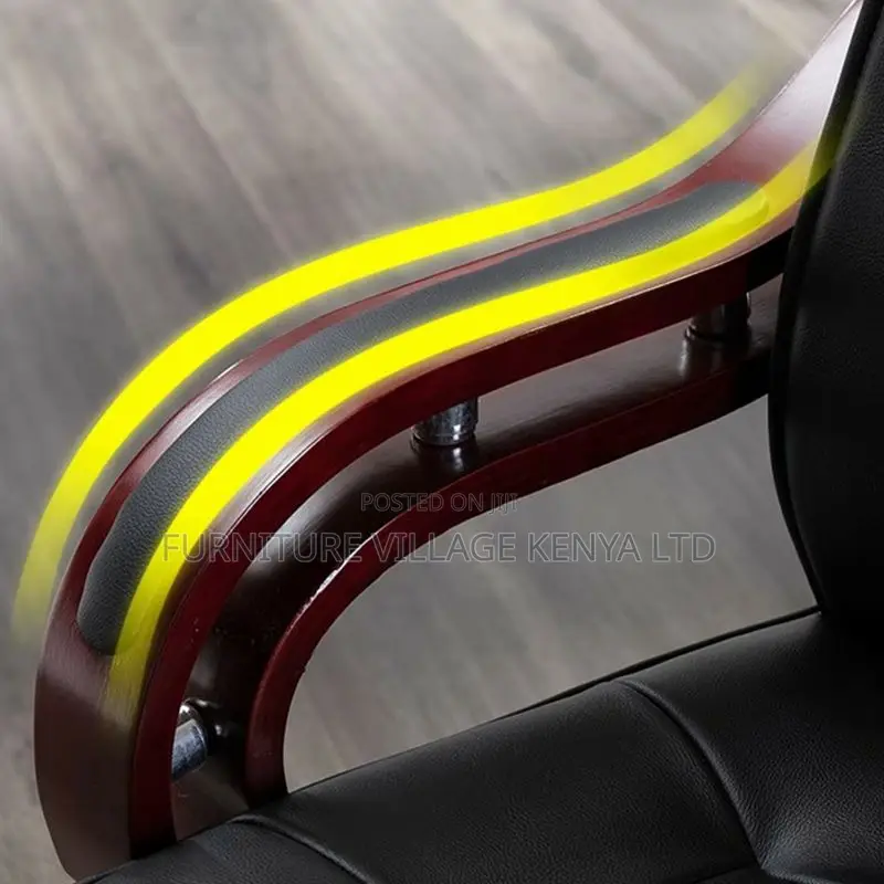 Leather Office Seats| High-back Executive Chair With Wood Base Frame