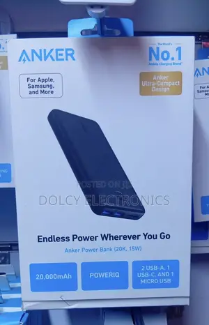 Anker Power Bank Poweriq (20,000mah, 15w, 2-port)