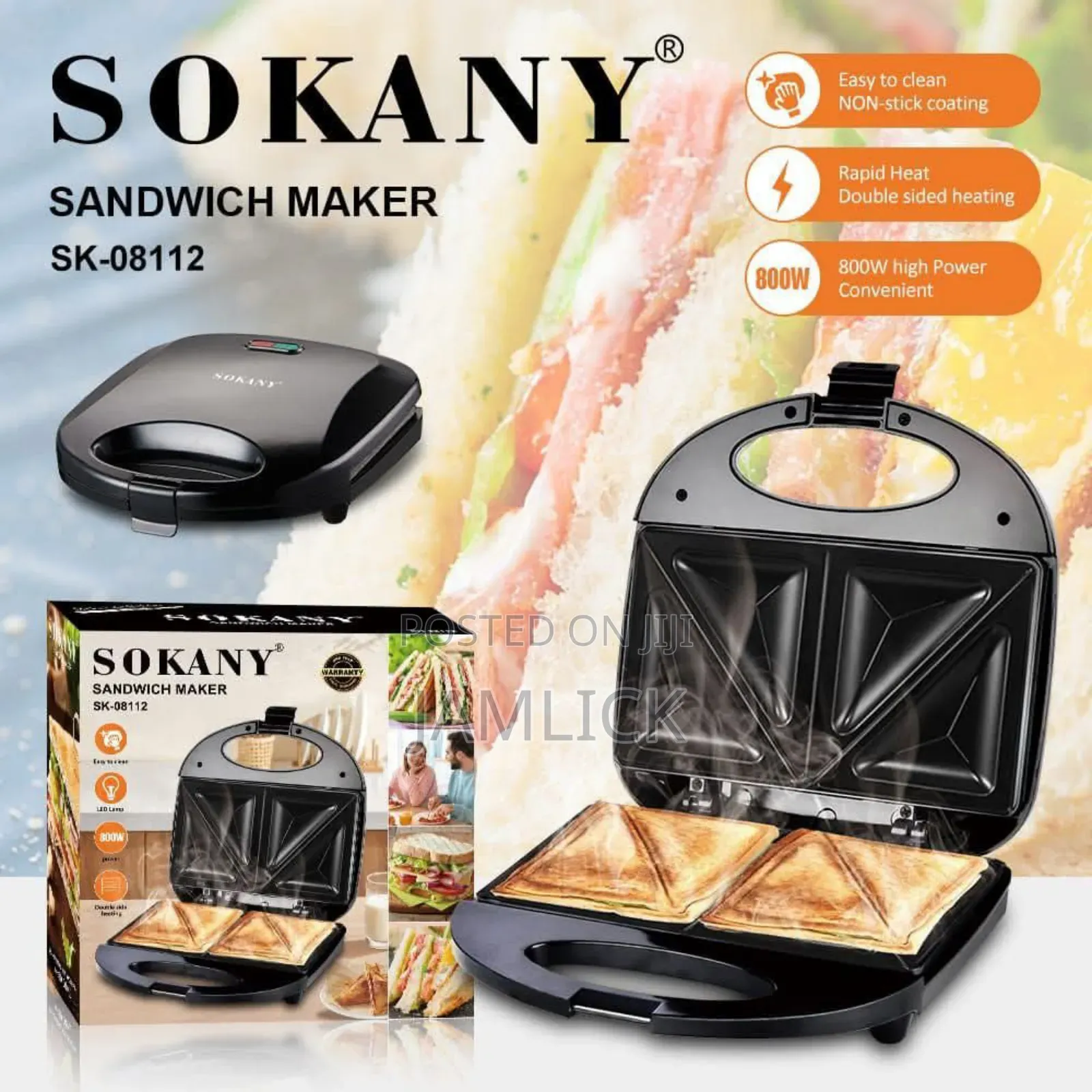 Sokany 2-Slice Sk-08112 Sandwich Maker –Dv