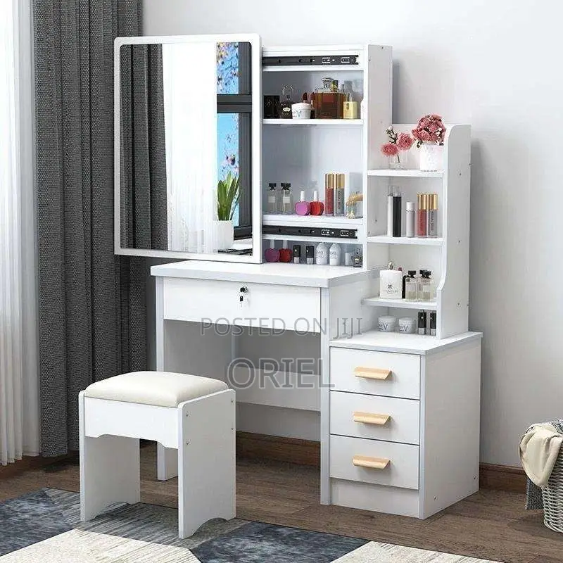 Home White Make-Up Desk With Mirror