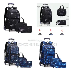 3pcs Set Rolling Trolley School Bag