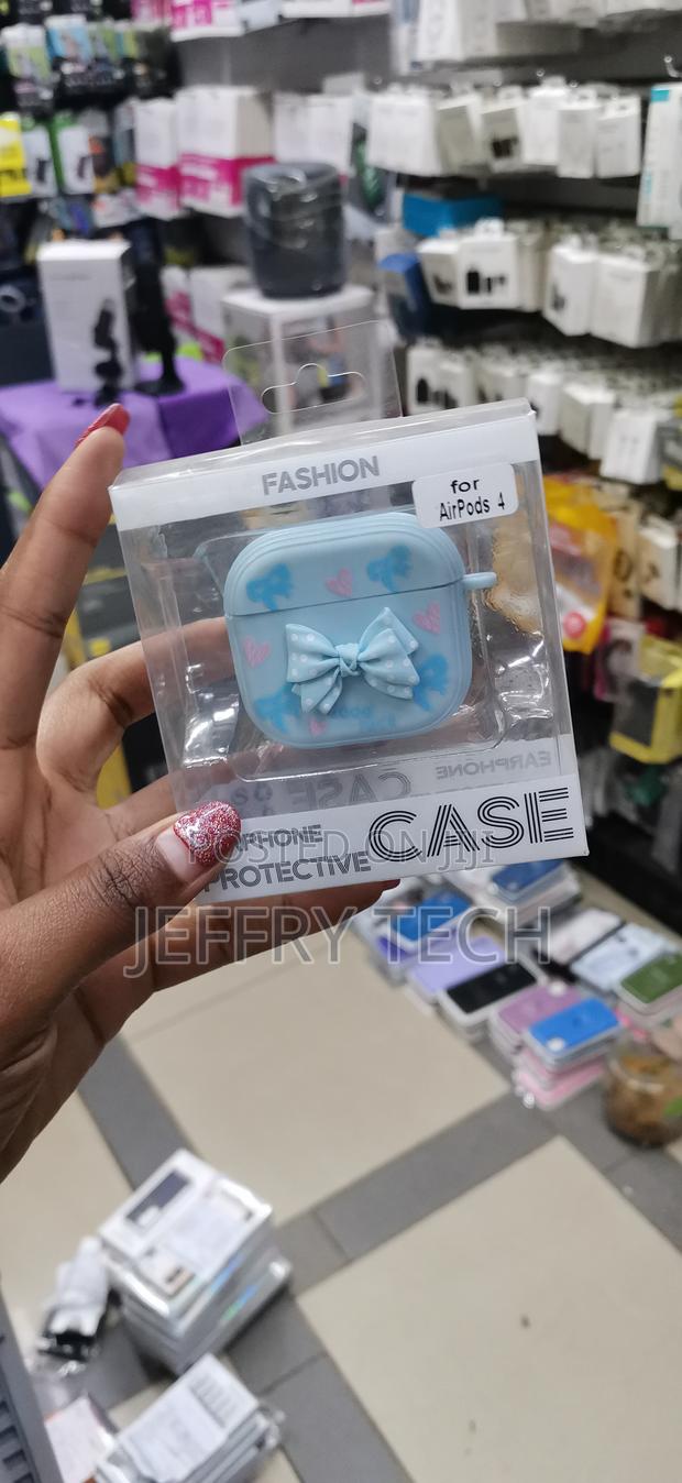 Yivenb Cute Silicone Cover Bow Design for Airpods 4 -Blue
