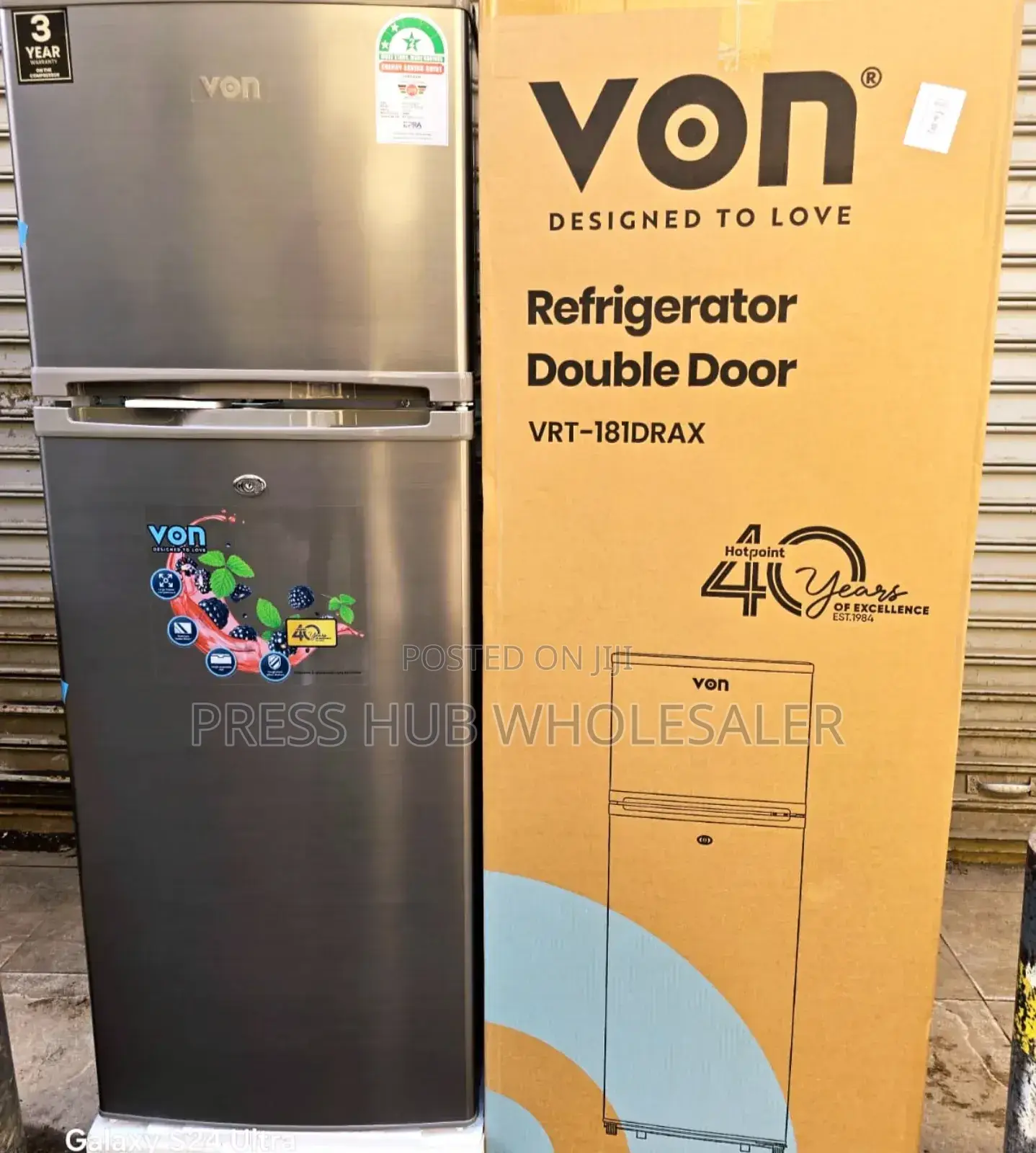 Von VRT-181drax Double-Door Refrigerator.* 