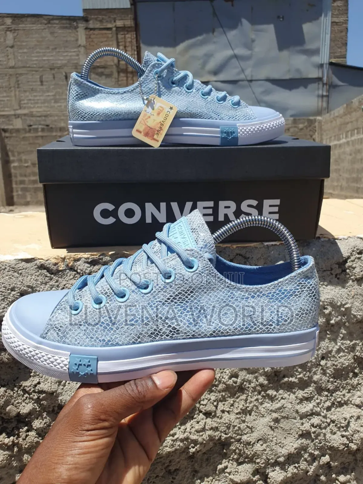 Blue & Green Leather Converse