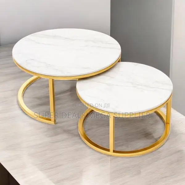 Luxury Modern Marble Nesting Coffee Tables 2 Piece Round Set