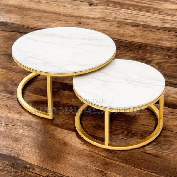 Elegant Gold Frame Marble Nesting Coffee Tables