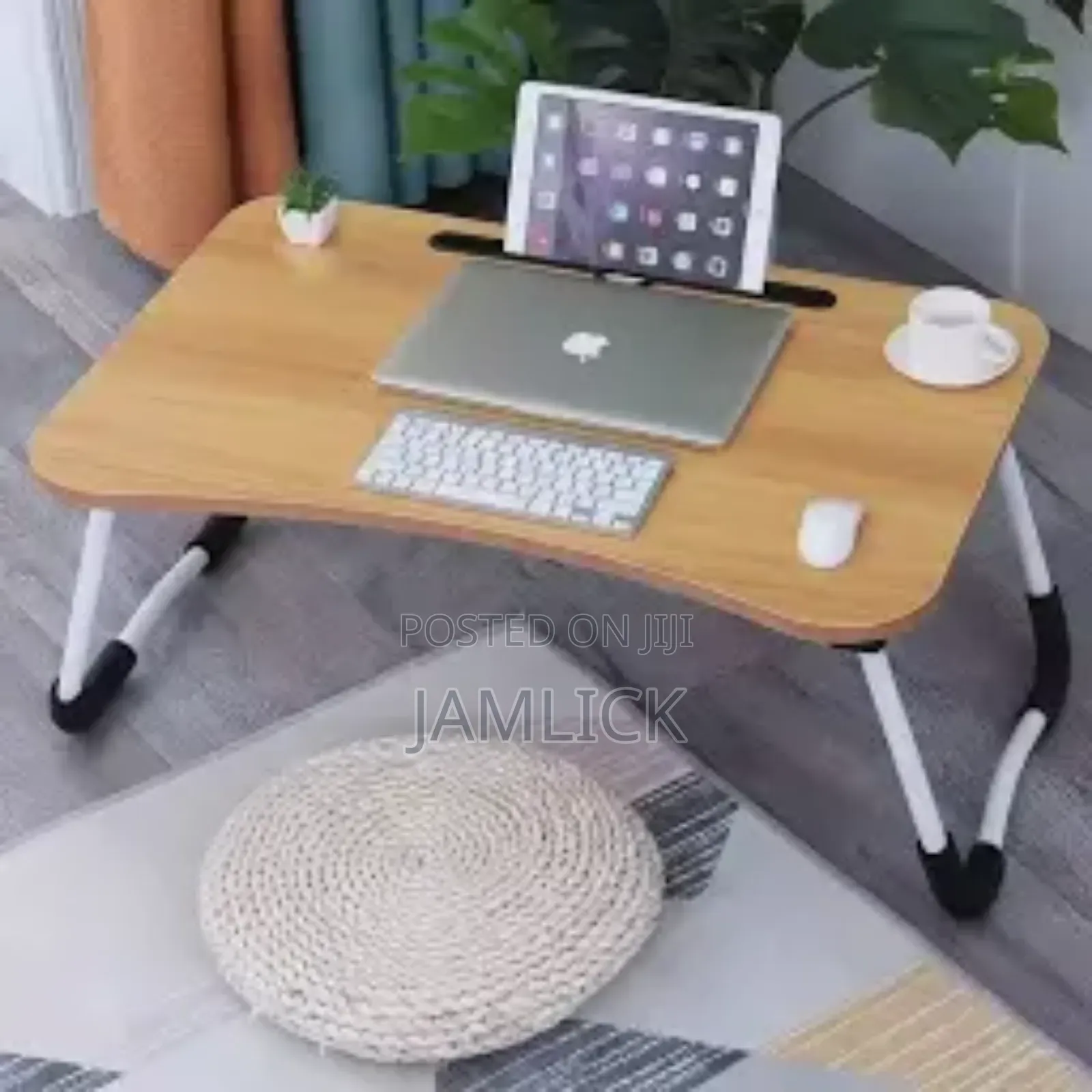 Multi-Purpose Foldable Laptop Desk – Study Table W/ Slots - Cr