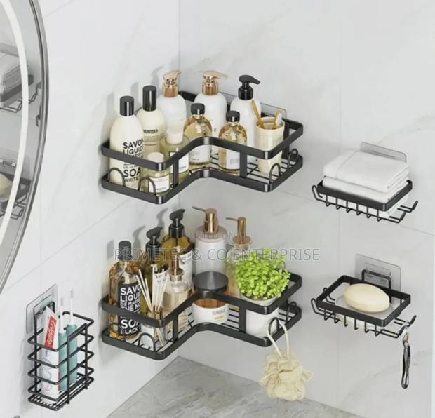 5 in 1 Metallic Bathroom Shelf Organizer Shower Caddy Set - main view