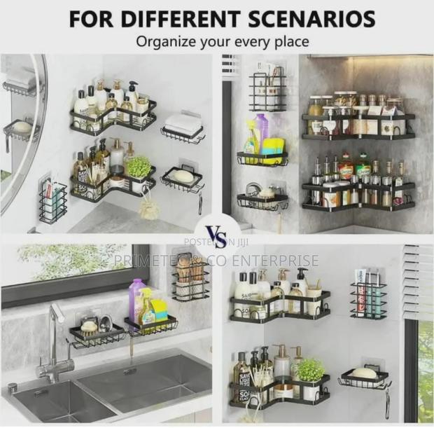 5 in 1 Metallic Bathroom Shelf Organizer Shower Caddy Set - thumbnail 3