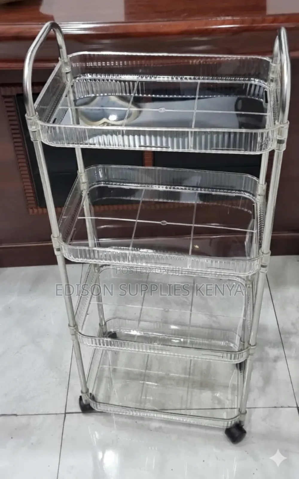 Bathroom Storage Trolley Shelf for Toiletries Towels With Wheels