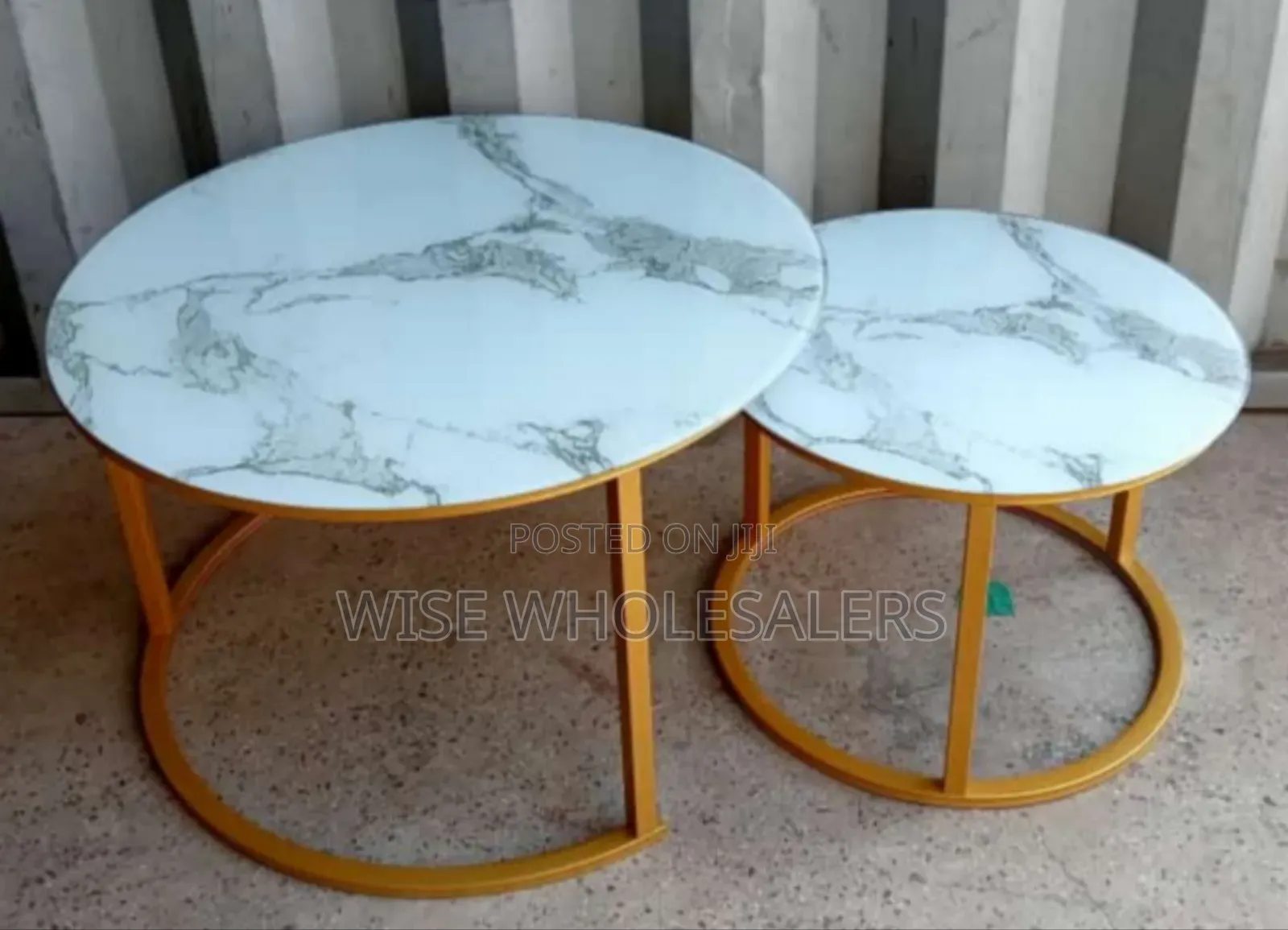 White Nesting Coffee Table Marble Effect