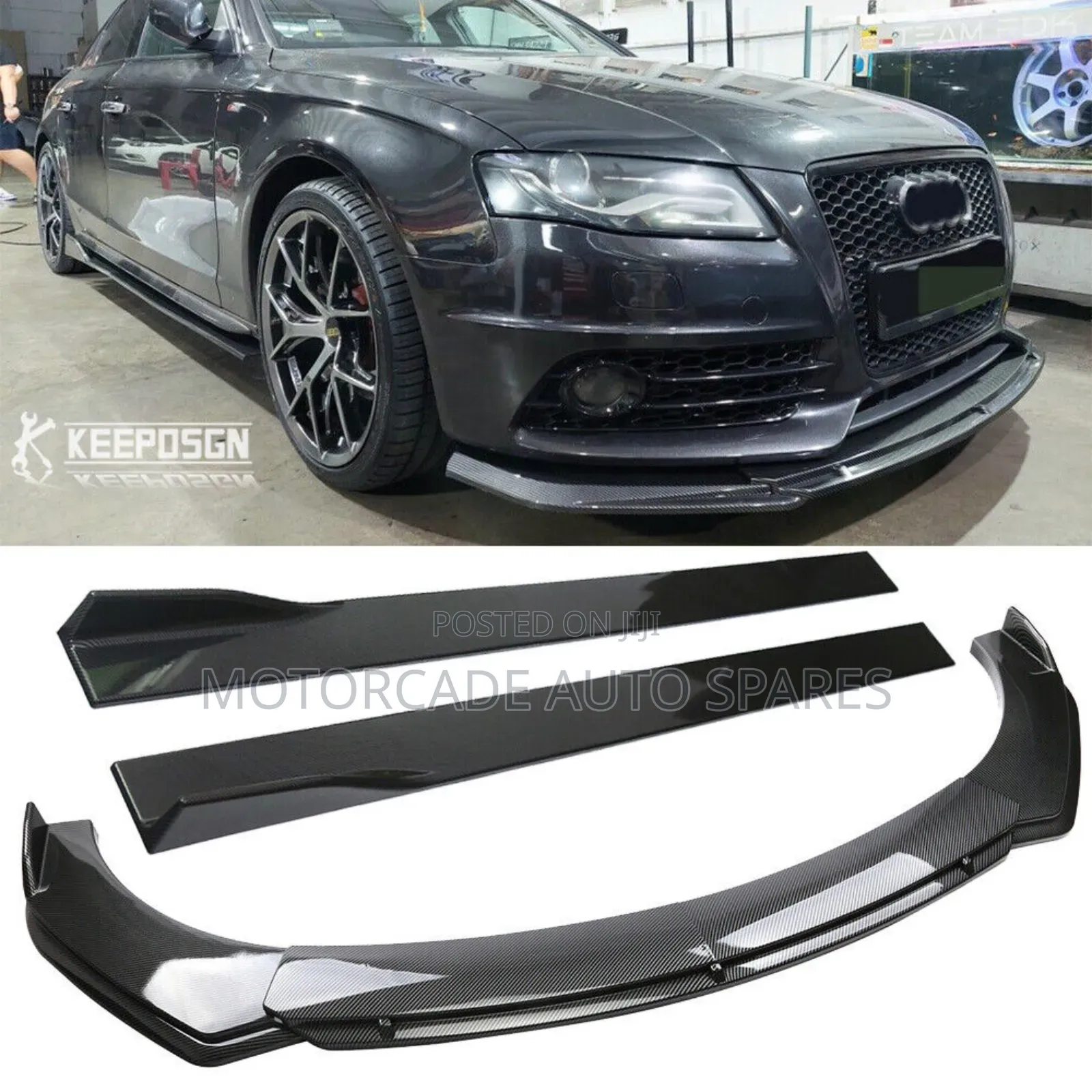 Audi Carbon Fiber Front Bumper Lip Bodykit Skirting And Side Skirts