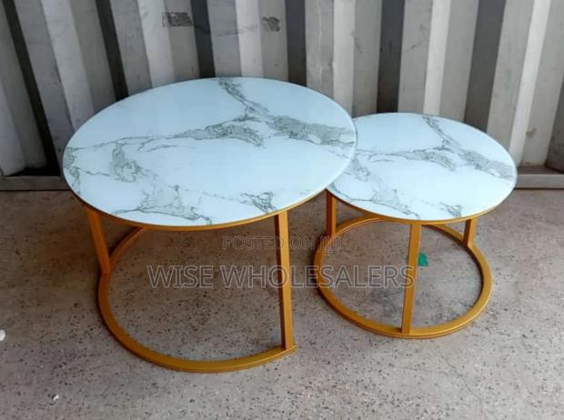 White Nesting Coffee Table Marble Effect√°° - main view