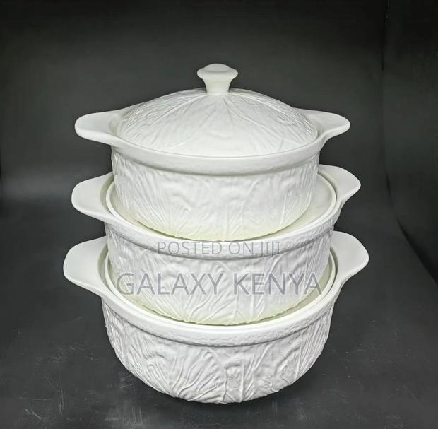 3pcs Set Ceramic Casserole Serving Dish With Covers .