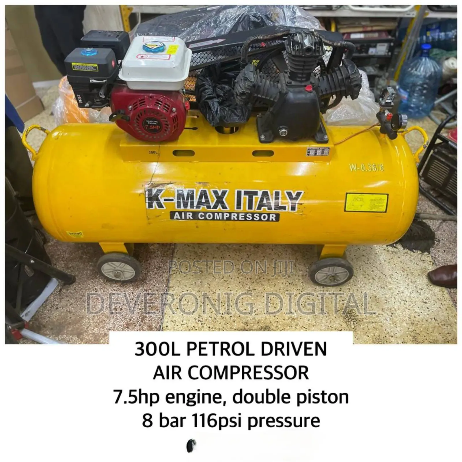 *300l Petrol Air Compressor 7.5hp Engine,Piston 8 Bar 116psi Pressure