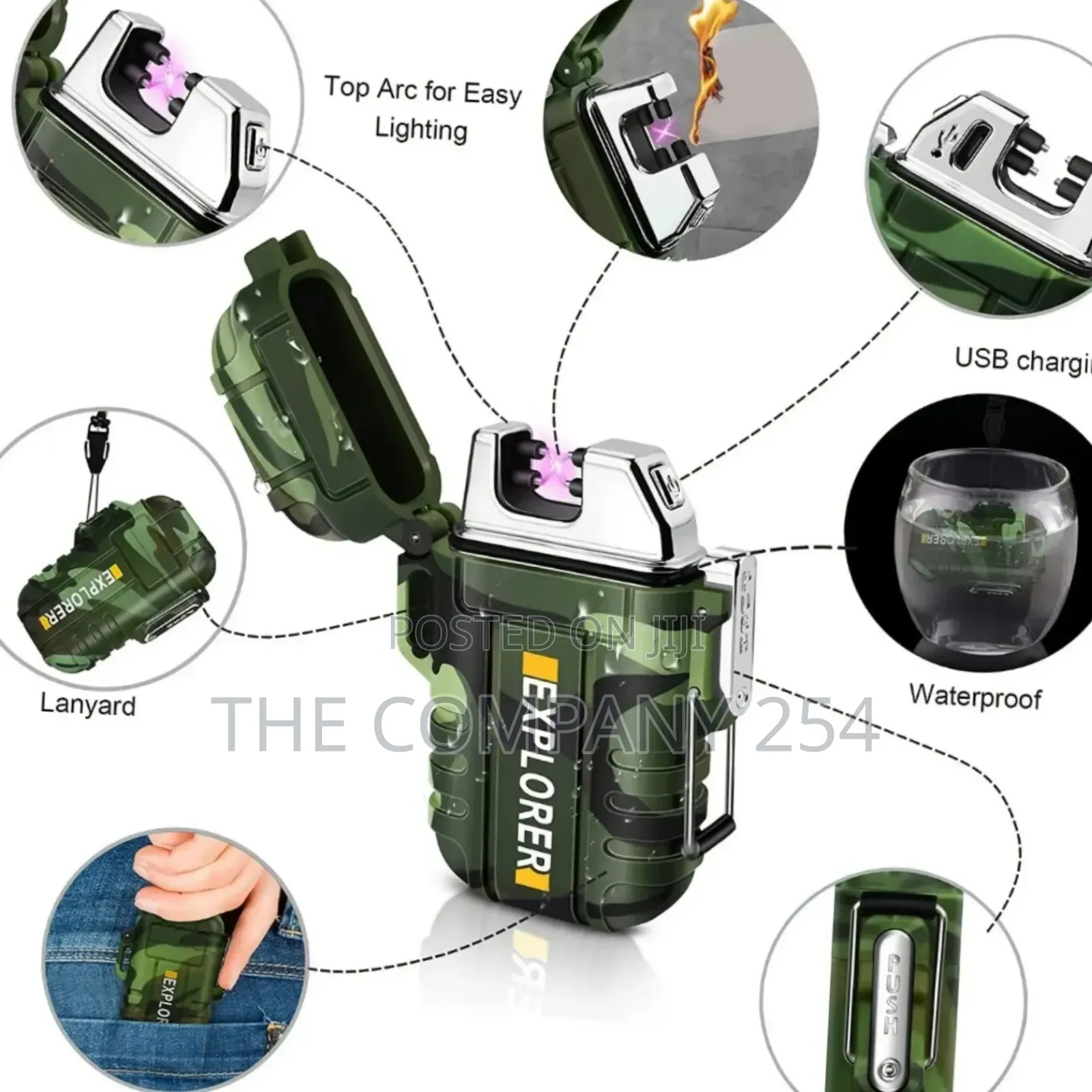 Electric Outdoor Rechargable Dual Arc Plasma Camping Hiking Lighter