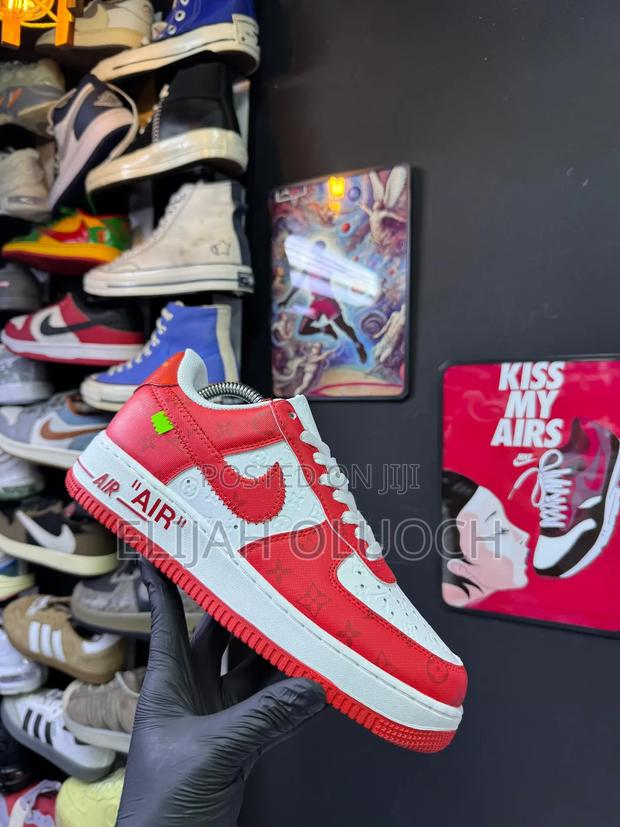 Louis Vuitton X Nike Airforce 1Red White Sneakers - main view