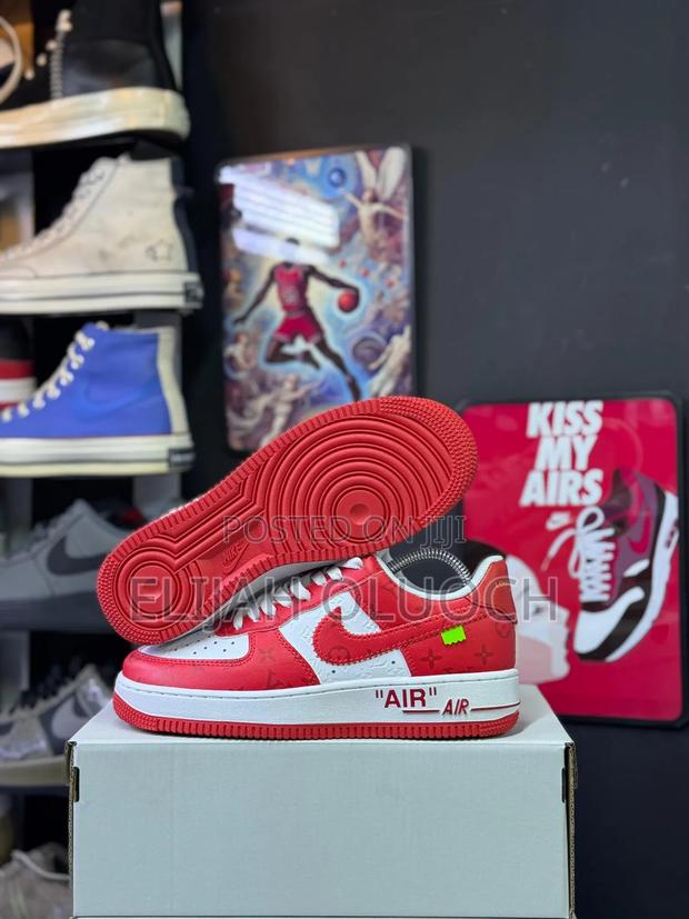 Louis Vuitton X Nike Airforce 1Red White Sneakers - thumbnail 3