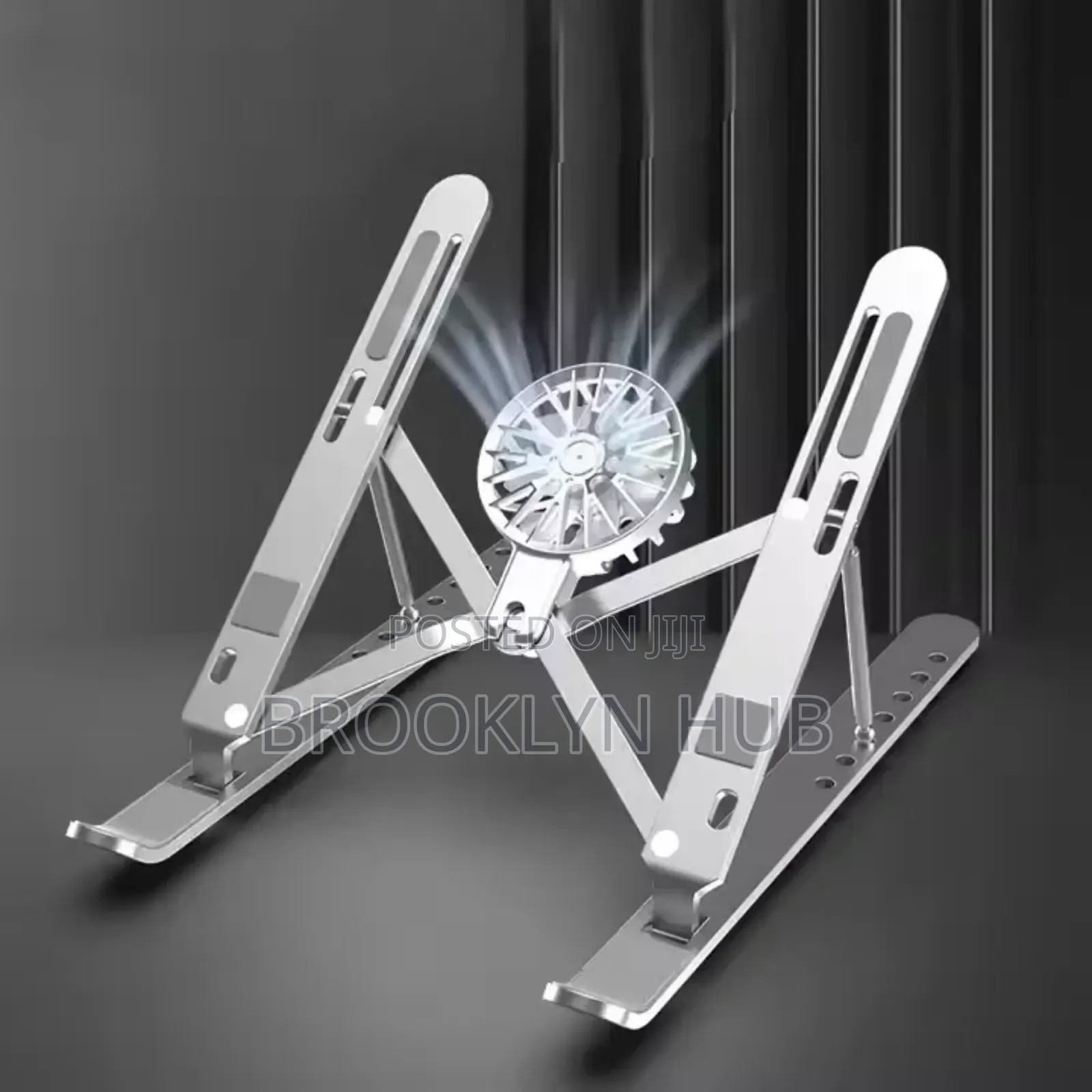 Aluminum Alloy Laptop Stand With a Detachable Cooling Fan.