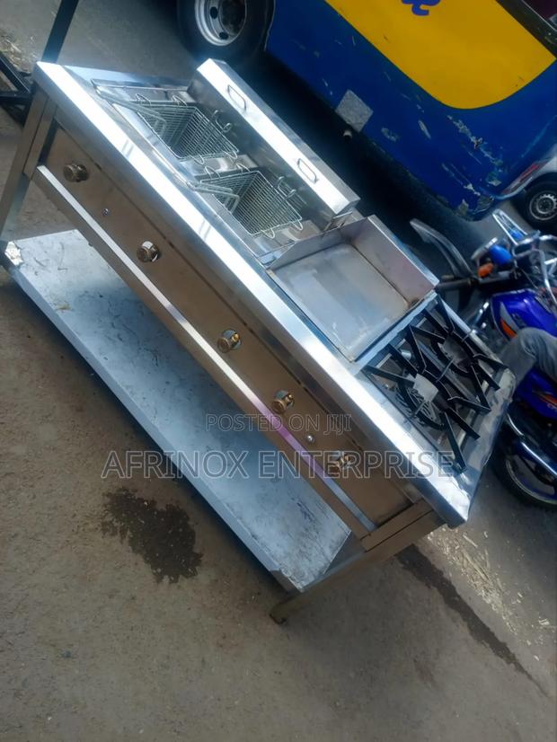 Combined Cooker With Gas Fryer, Griddle and Gas Cookers, Two Burner - main view