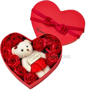 Exquisite Valentine Gift Set With10 Artificial Soap Flower, Small Tedd