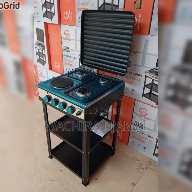 Eurochef 3 Gas +1 Electric Standing Cooker With Shelves