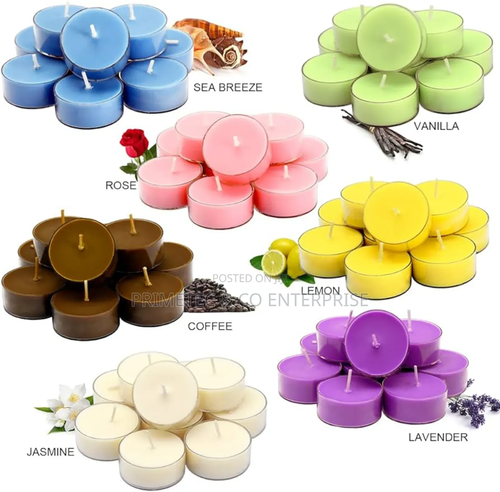 6pc Pack of Scented Candles in Glass Holders
