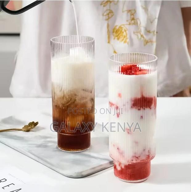 Ribbed Aesthetic Highball Crystal Glasses