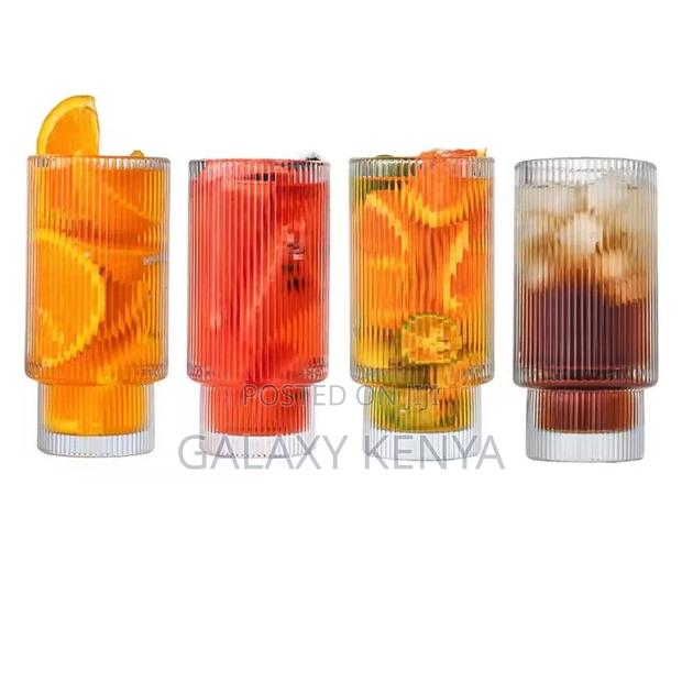 Ribbed Aesthetic Highball Crystal Glasses - thumbnail 2