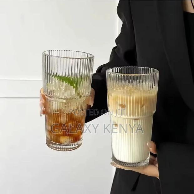 Ribbed Aesthetic Highball Crystal Glasses - thumbnail 4