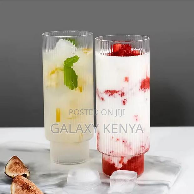 Ribbed Aesthetic Highball Crystal Glasses - thumbnail 5