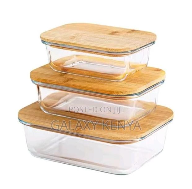 3in1 Snack Storage Box Set Wooden Top Lid - thumbnail 2