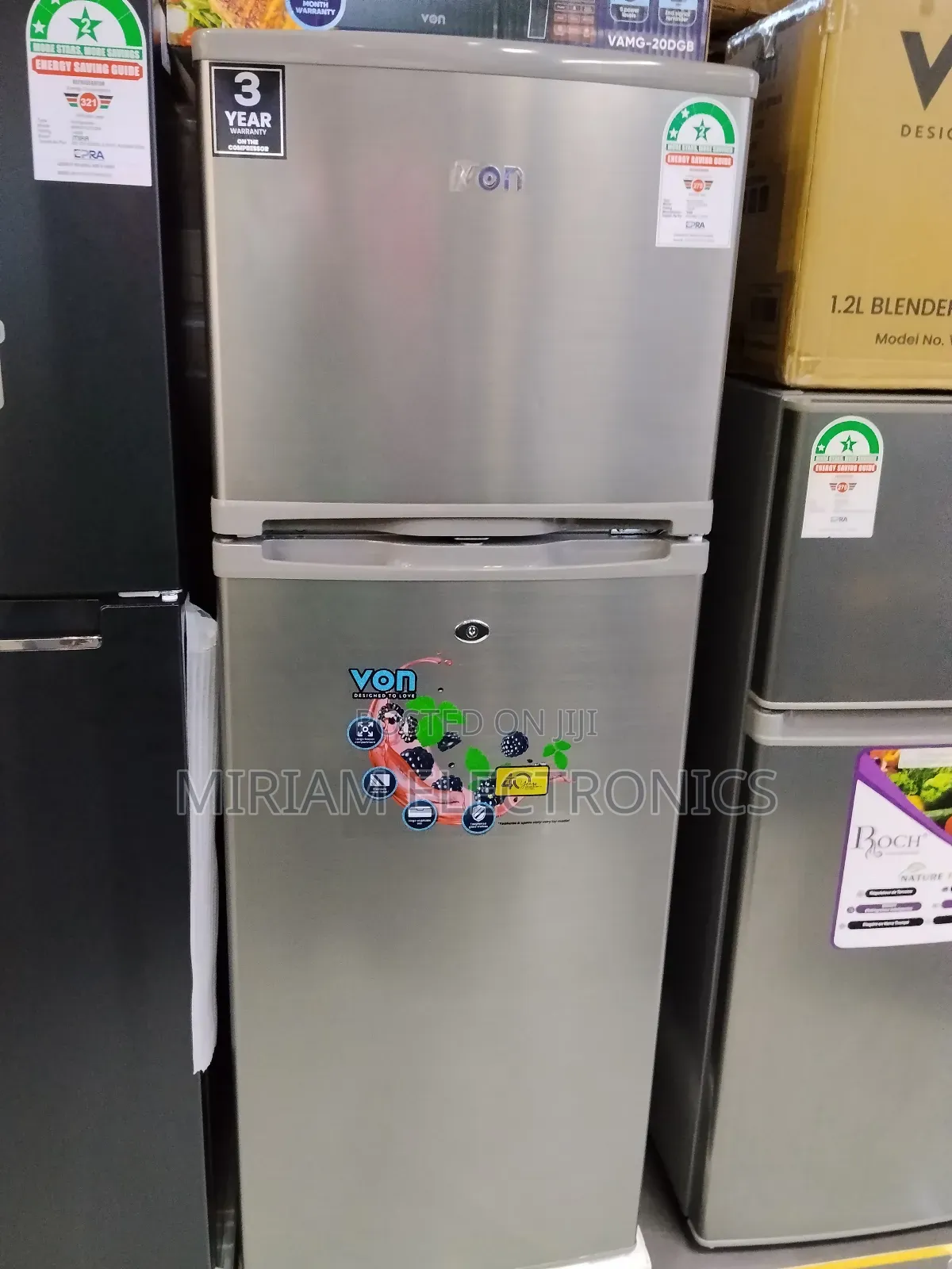 Von Vart-22dhs Double Door Fridge, Top Mount Freezer- 138l