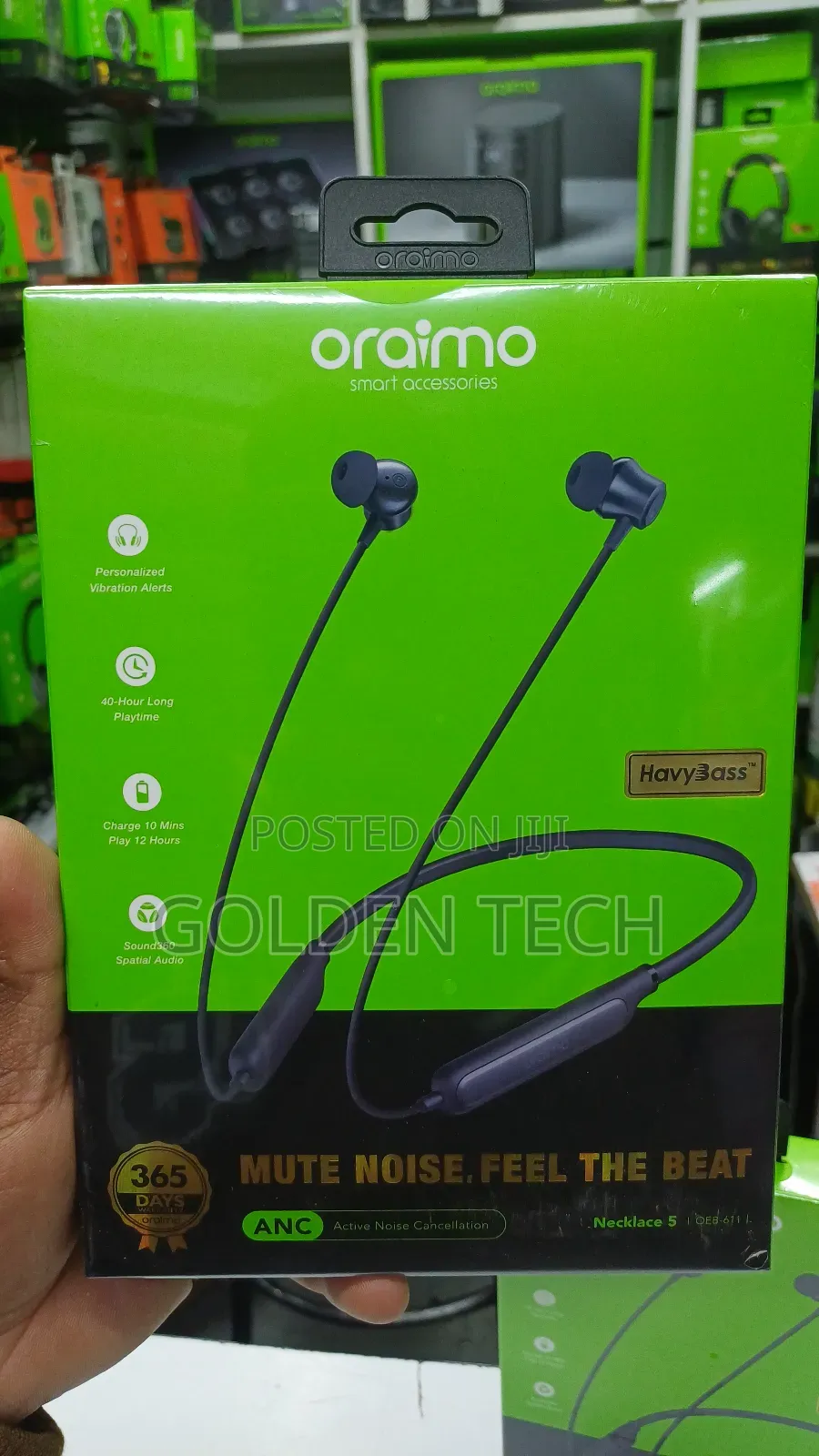 Oraimo Necklace 5 30db Noise Cancellation Call Vibration Neckband 