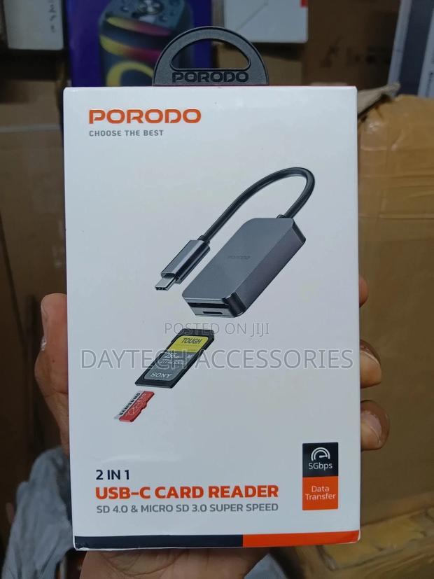Porodo 2in1 Usb-C Card Reader Sd Microsd - Grey - thumbnail 2