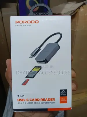 Porodo 2-in-1 Usb-C Card Reader With Type-C Input