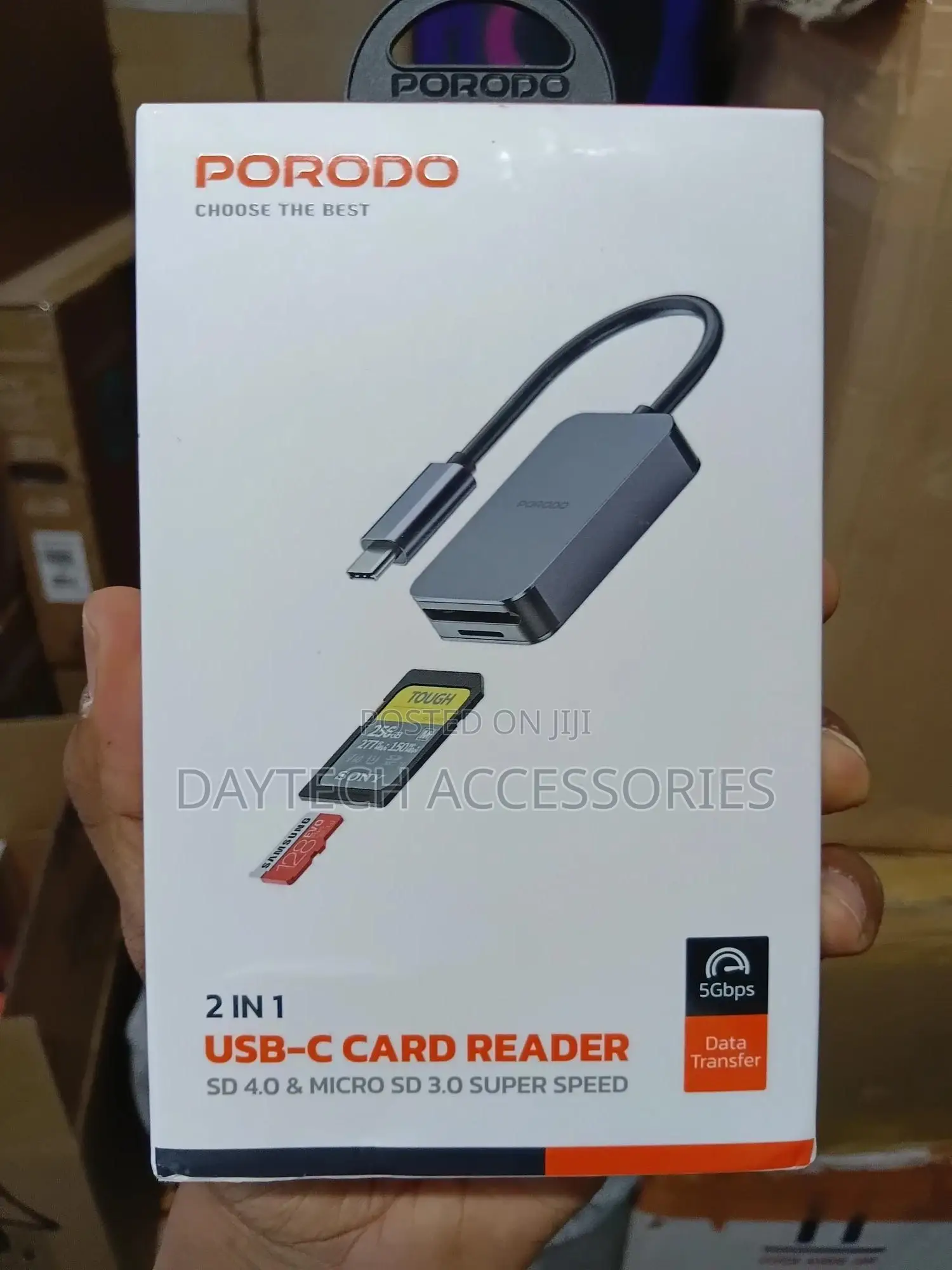 Porodo 2-in-1 Usb-C Card Reader With Type-C Input