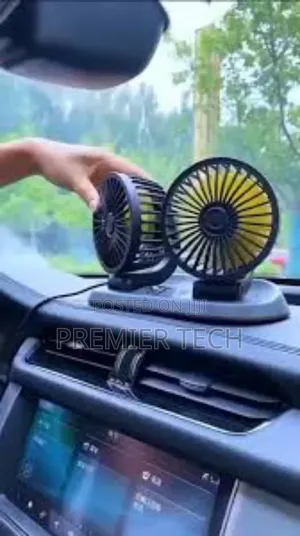 2 Speed Double Headed Vehicle Fan (Car Cigar Lighter Dc Powered)