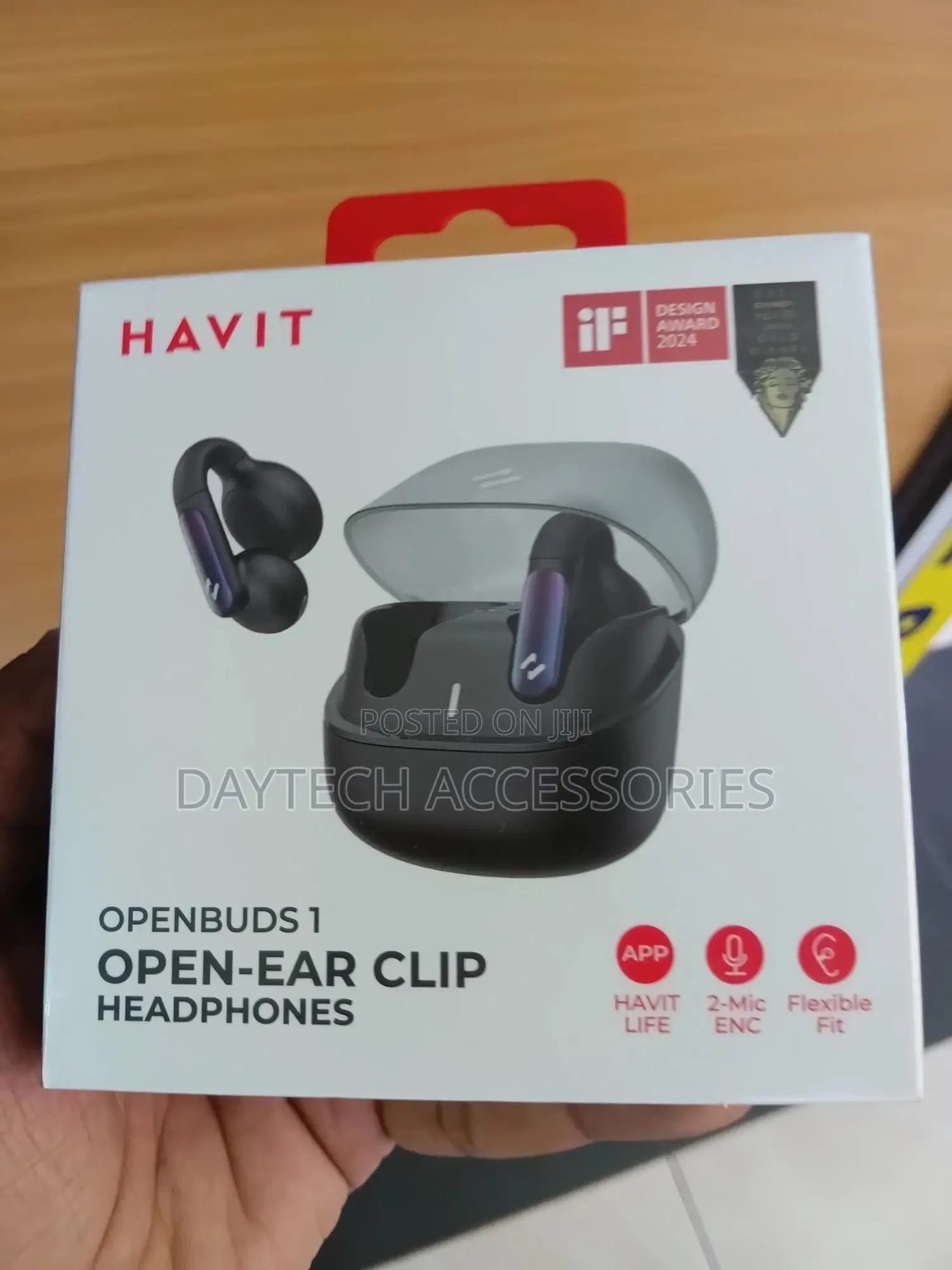 Havit Tw980 Waterproof Open Ear Clip Earbuds - Black