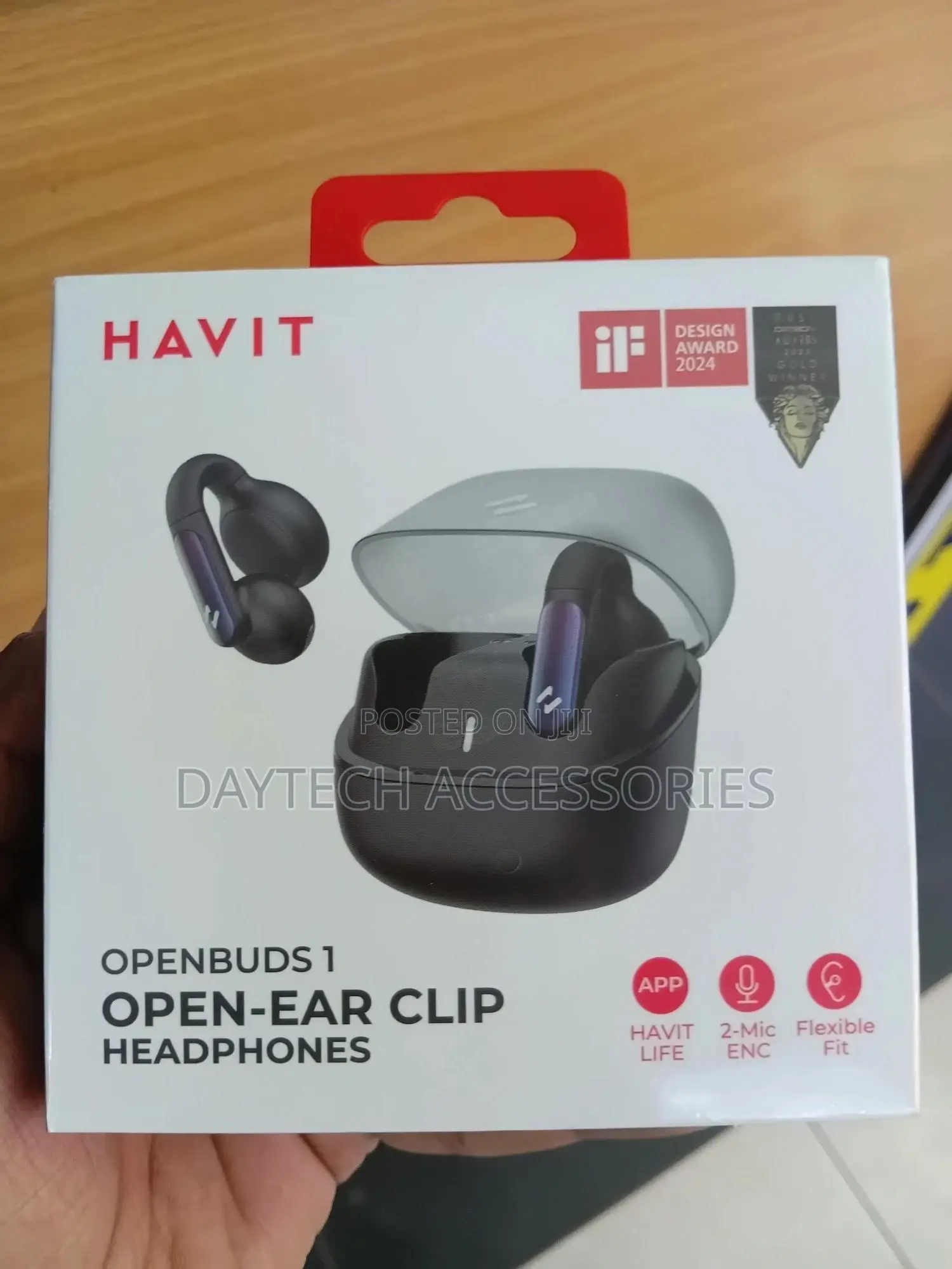 Havit Wireless Earbuds – Open Ear Clip Design, Black