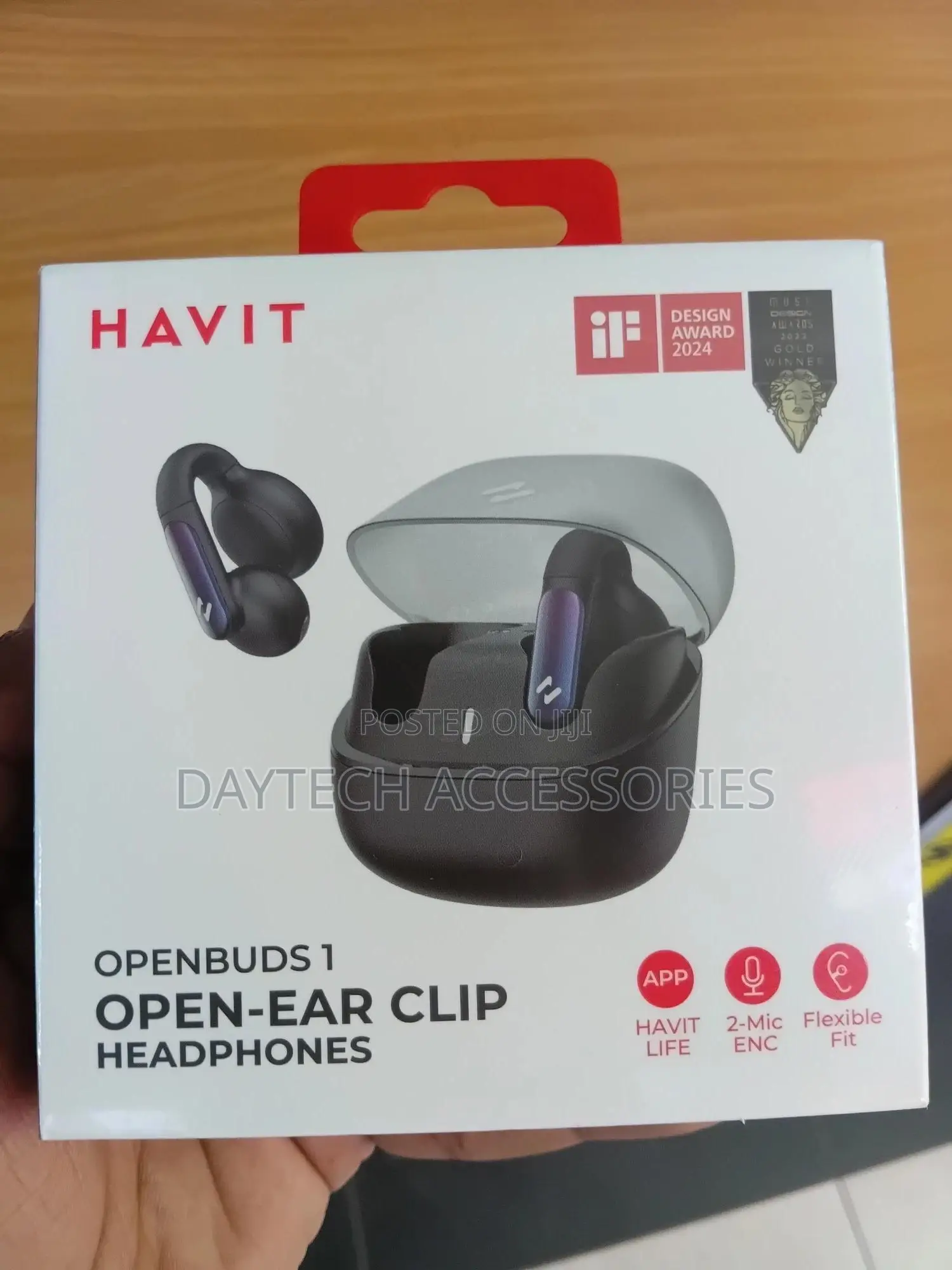 Havit Wireless Earbuds – Open Ear Clip Design, Black