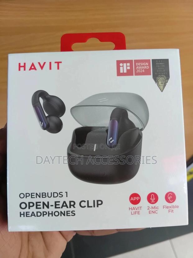 Havit Wireless Earbuds – Open Ear Clip Design, Black