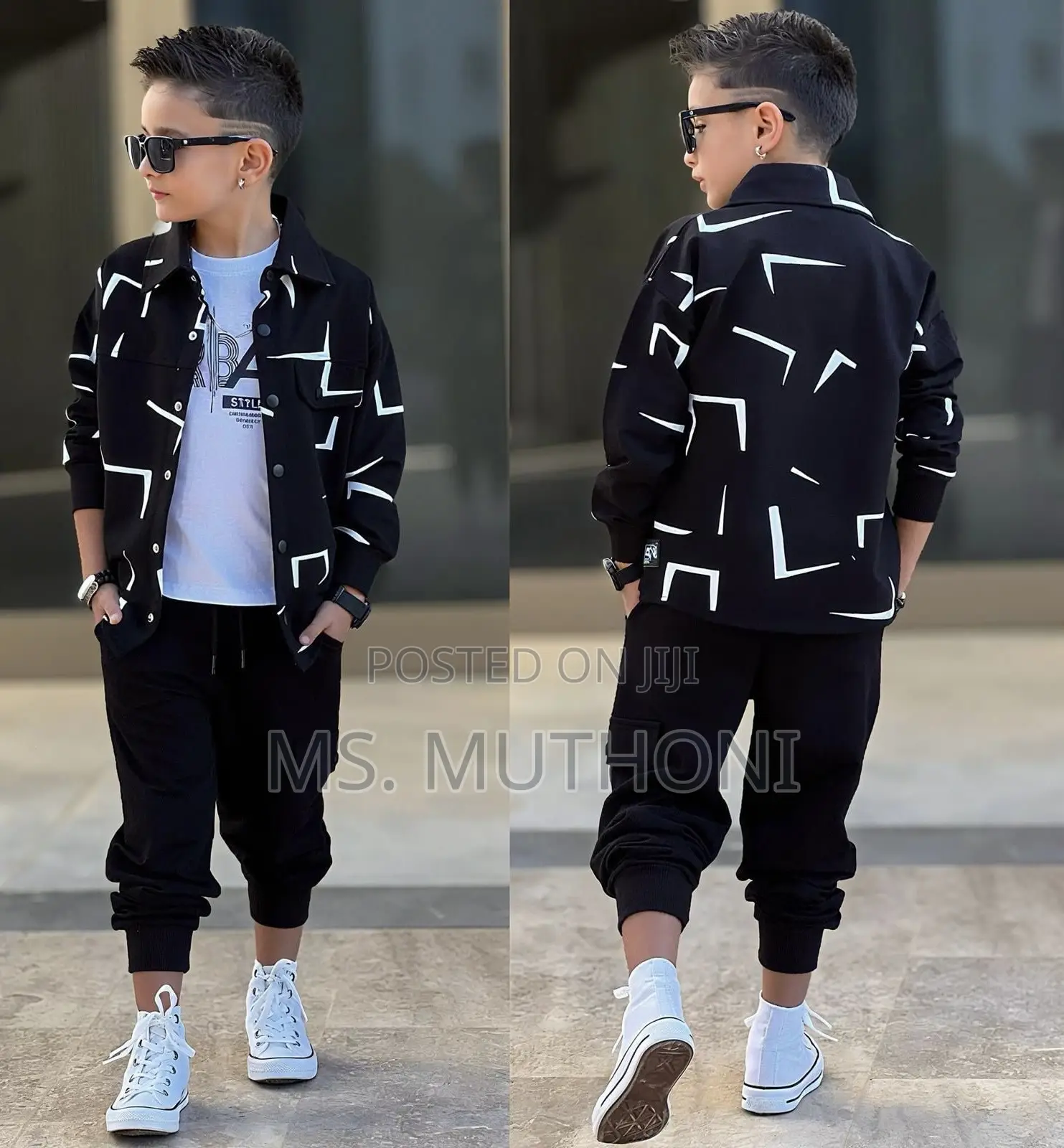  Black Boy's Fashionable 3 Piece Wear Set