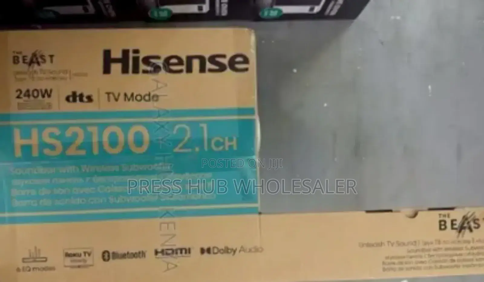 Hisense Hs2100 2.1 Channel Soundbar With a Wireless Subwoofer. 