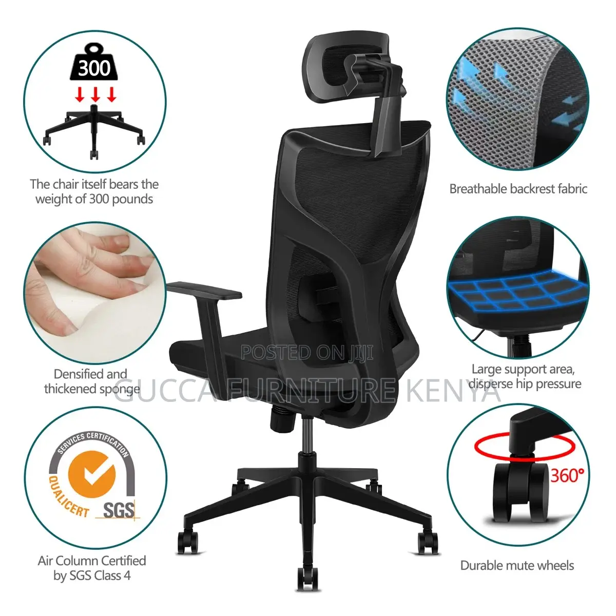 High Back Ergonomic Adjustable Desk Chair