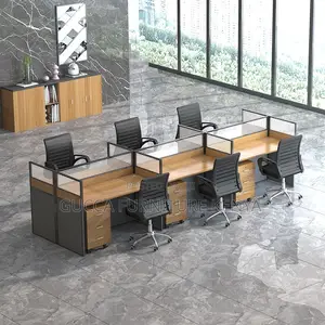 6-way Brown Modular Office Workstation