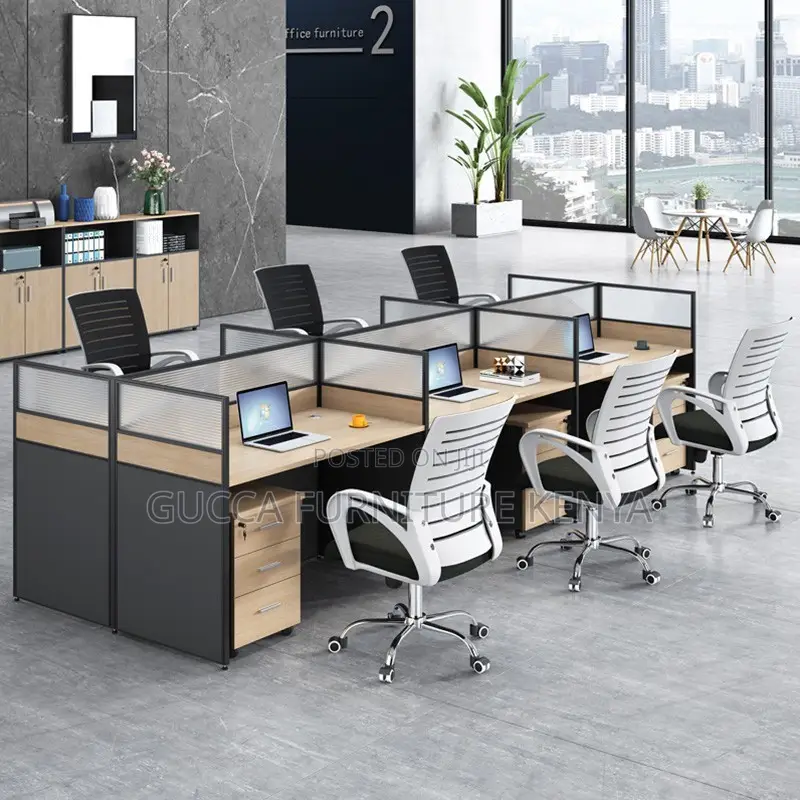 6-way Brown Modular Office Workstation