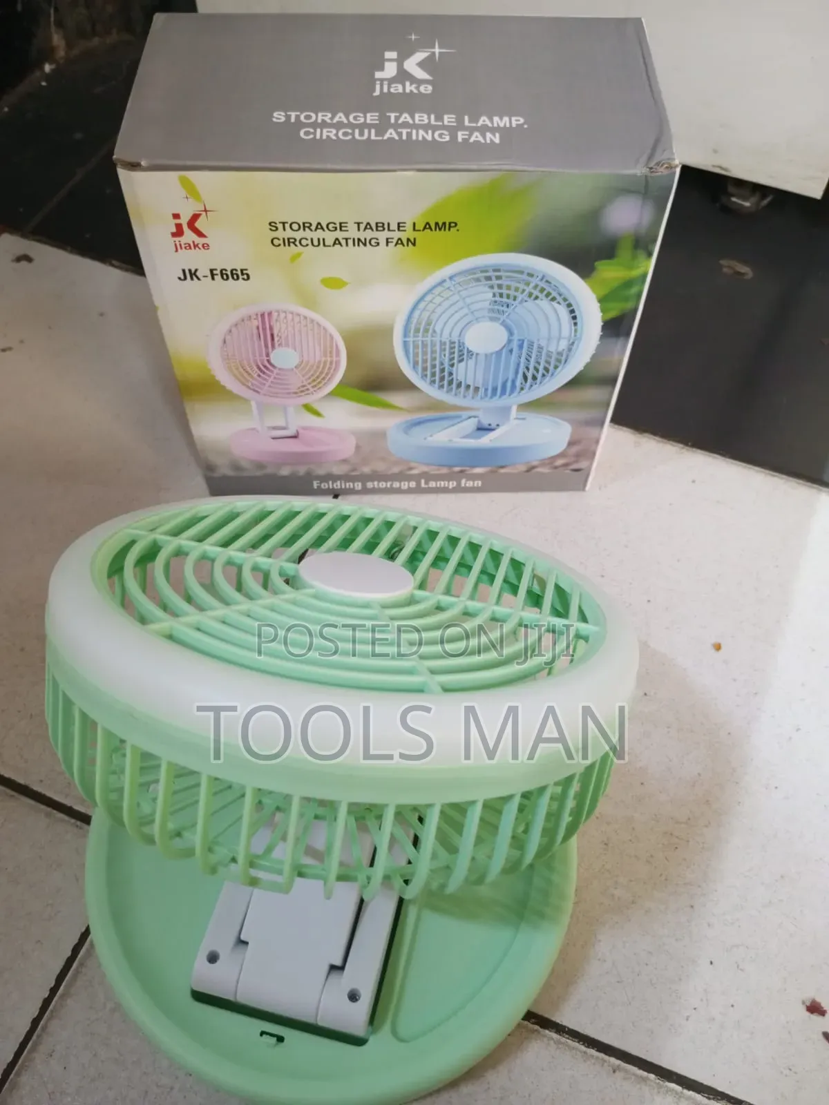 Jiake Portable Folding Storage Lamp Fan (Model Jk-F665).