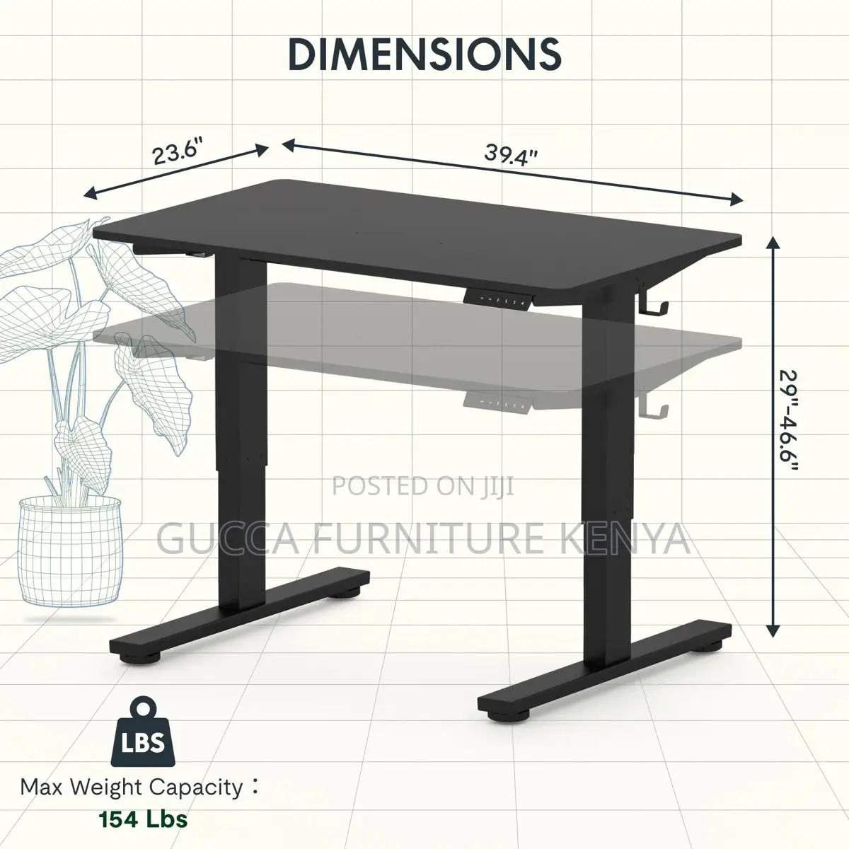 Black 120cm Electric Heigh Adjustable Table
