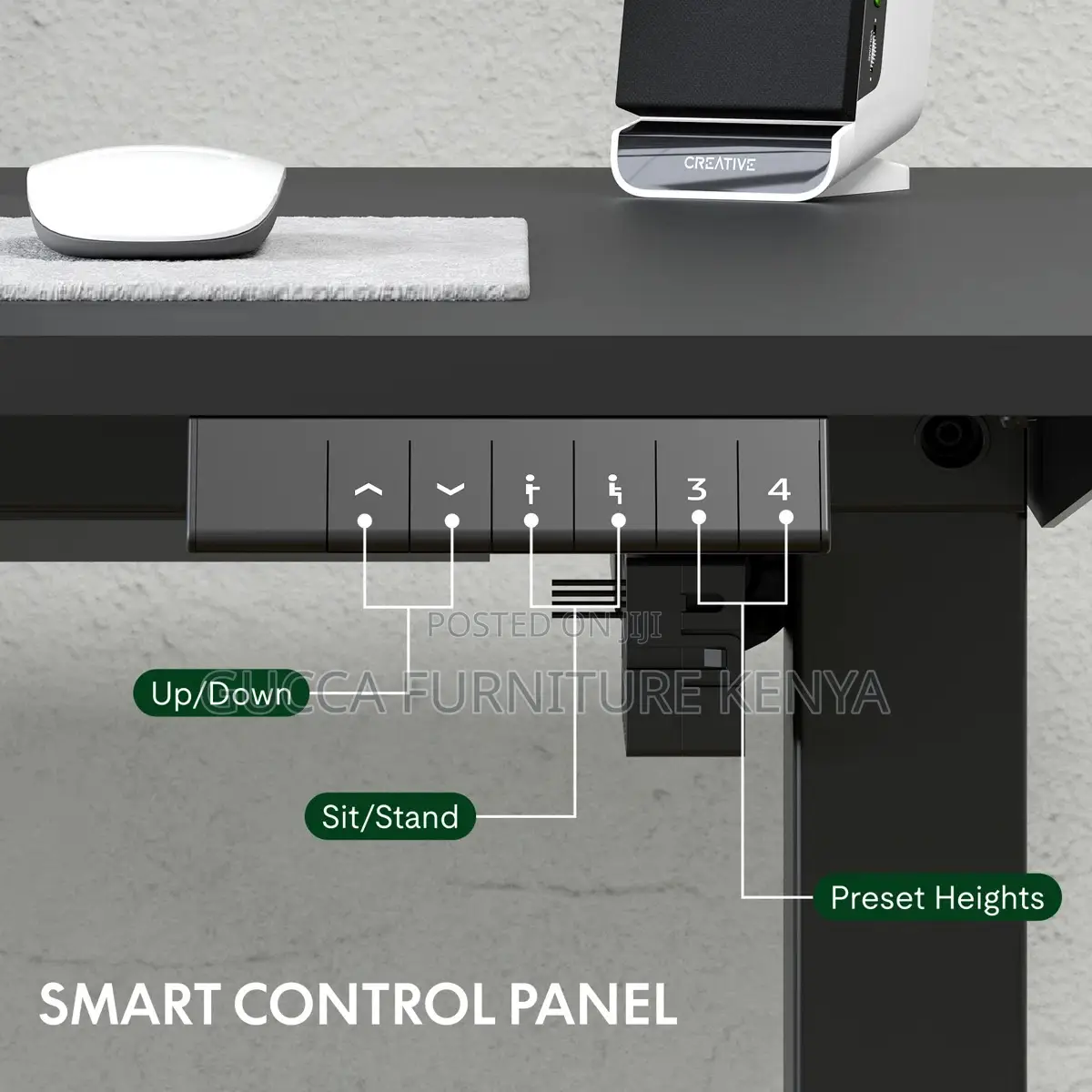 Black 120cm Electric Heigh Adjustable Table